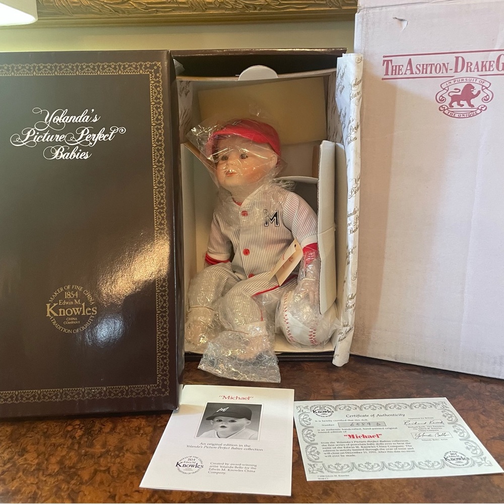 “MICHAEL” BASEBALL PLAYER PORCELAIN DOLL YOLANDA’S PICTURE PERFECT BABIES